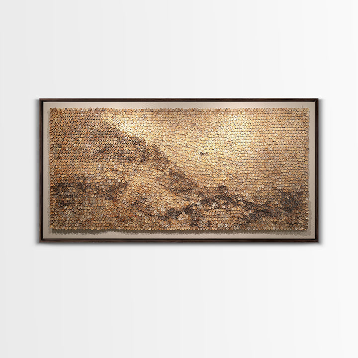 Cowrie Shell Mountain Wall Art, Textured African Landscape, Neutral Earth Tone Decor, Unique Home Decor, Boho Modern Canvas Print