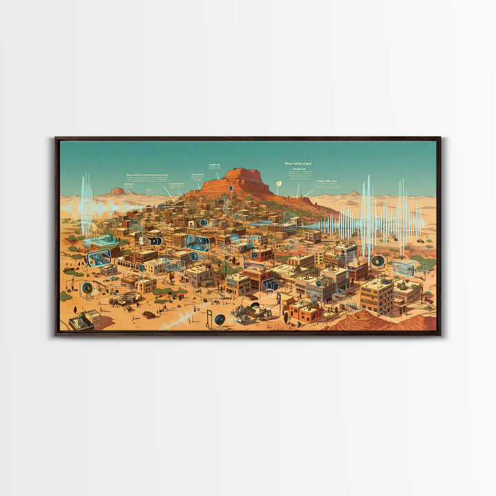 Sci Fi Desert African Town Wall Art, Futuristic Sahara Landscape, Afrocentric Digital Art, Modern African Home Decor Gift