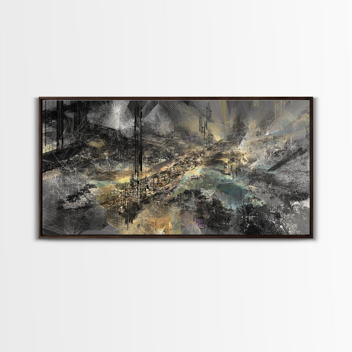 Moody Black And Gold Abstract Landscape Wall Art, Luxury Canvas Art, Modern Abstract Wall Art, Elegant Home Decor, Statement Piece