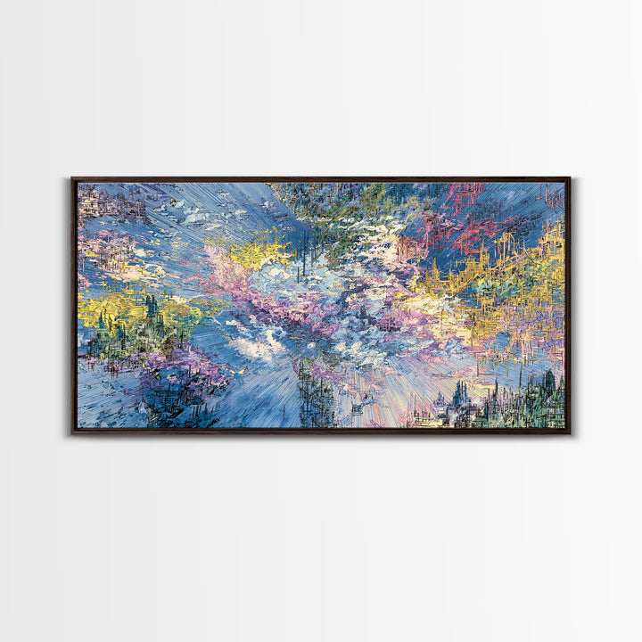 Dreamy Blue Pink Abstract Landscape Wall Art, Modern Canvas Print, Textured Art Print, Soft Nature Home Decor Gift For Her