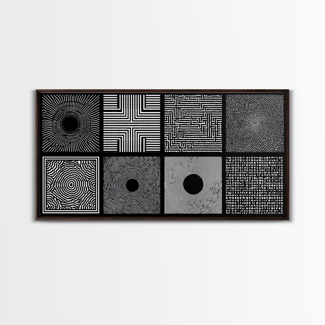 Black White Optical Pattern Canvas Print, African Abstract Geometric Art, Minimalist Modern Wall Decor, Bold Home Decor Gift