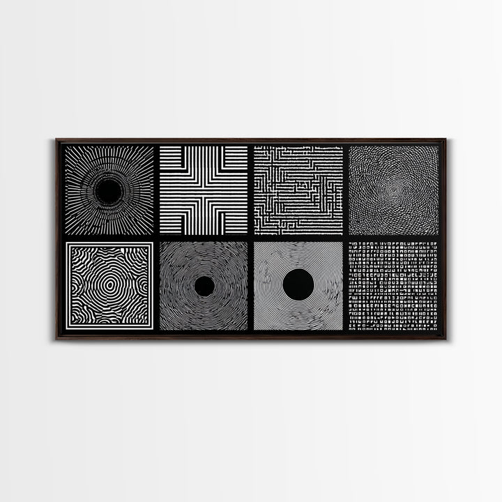 Black White Optical Pattern Canvas Print, African Abstract Geometric Art, Minimalist Modern Wall Decor, Bold Home Decor Gift