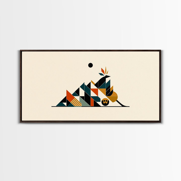 Minimalist Geometric Desert Symbols Wall Art, African Inspired Abstract Shapes, Terracotta Teal Decor, Modern Canvas Print
