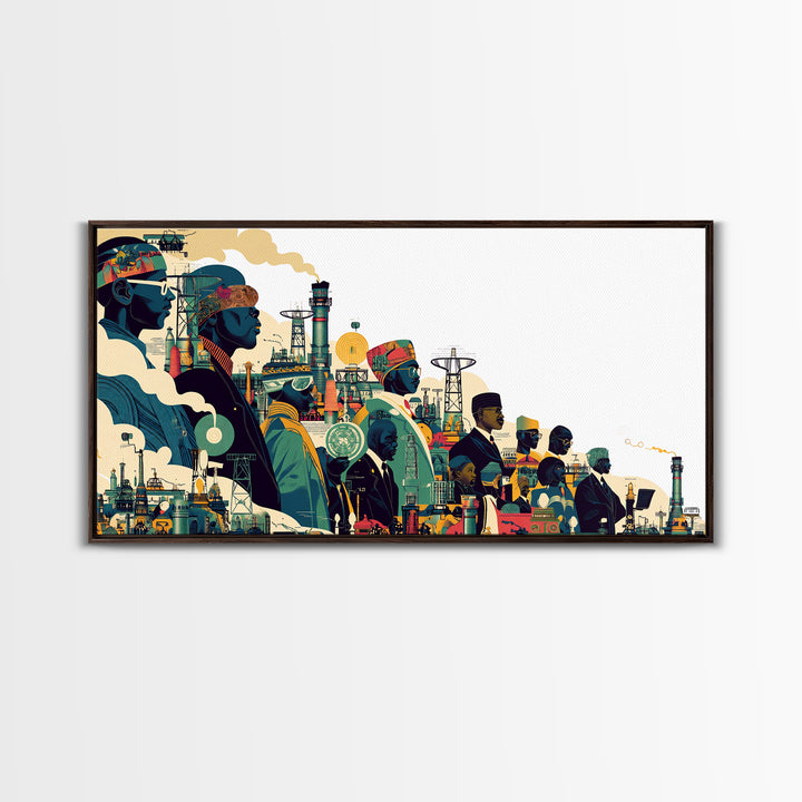 Afrofuturist African City Procession Wall Art, Black Culture Art, Modern African Art, Afrocentric Decor, Statement Canvas