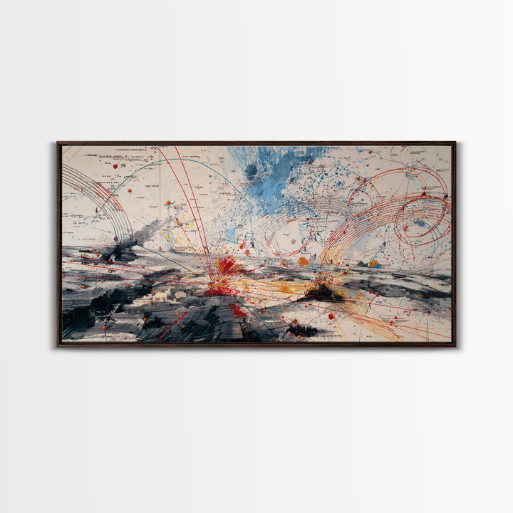Abstract Battlefield Energy Canvas Print, Modern Abstract Art, Bold Office Art, Red Blue Contemporary Statement Wall Decor