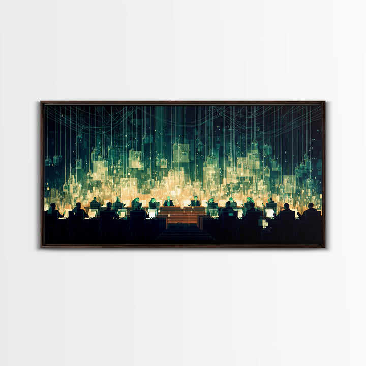 Futuristic Digital City Control Room Wall Art, Modern Canvas Art, Afrofuturism Decor, Tech Office Art, Statement Decor