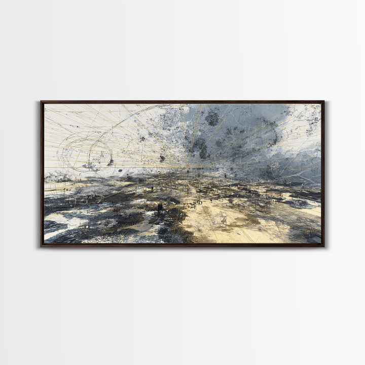 Storm Over African Landscape Wall Art, Abstract Canvas Print, Earth Tone Modern Art, Large Statement Living Room Office Decor