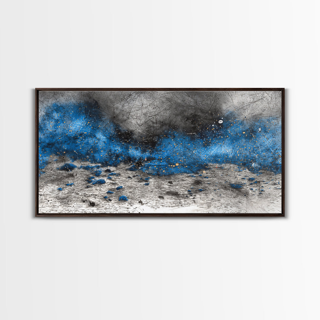 Blue Gray Textured Abstract Wall Art, Modern Landscape Painting, Contemporary Canvas Decor, Large Office Art, Elegant Home Decor
