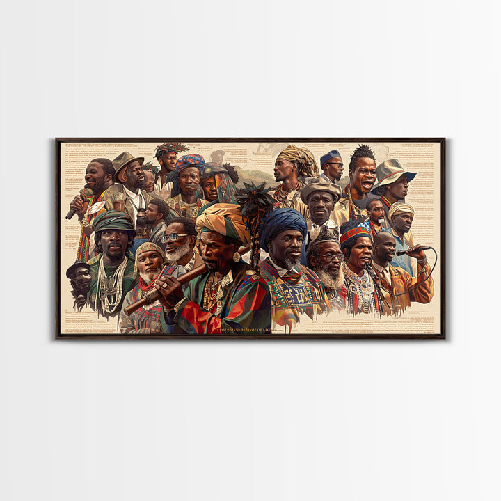 Vibrant African Elders And Musicians Canvas Print, Afrocentric Portrait Wall Decor, African Culture Art, Black Art Gift For Her