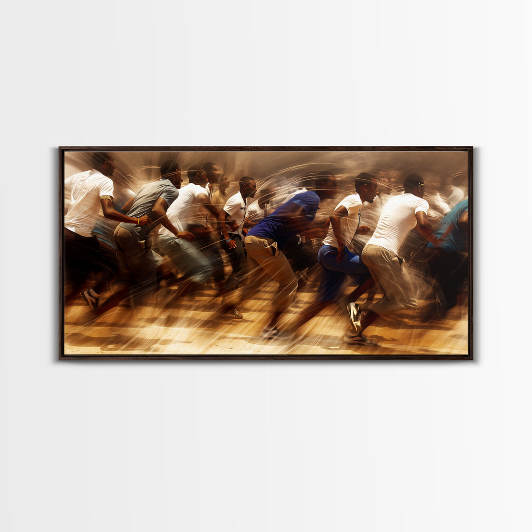 Urban African Runners In Motion Wall Art, Dynamic Black Culture Canvas Print For Gym Decor, Office Decor, And Modern Home Decor