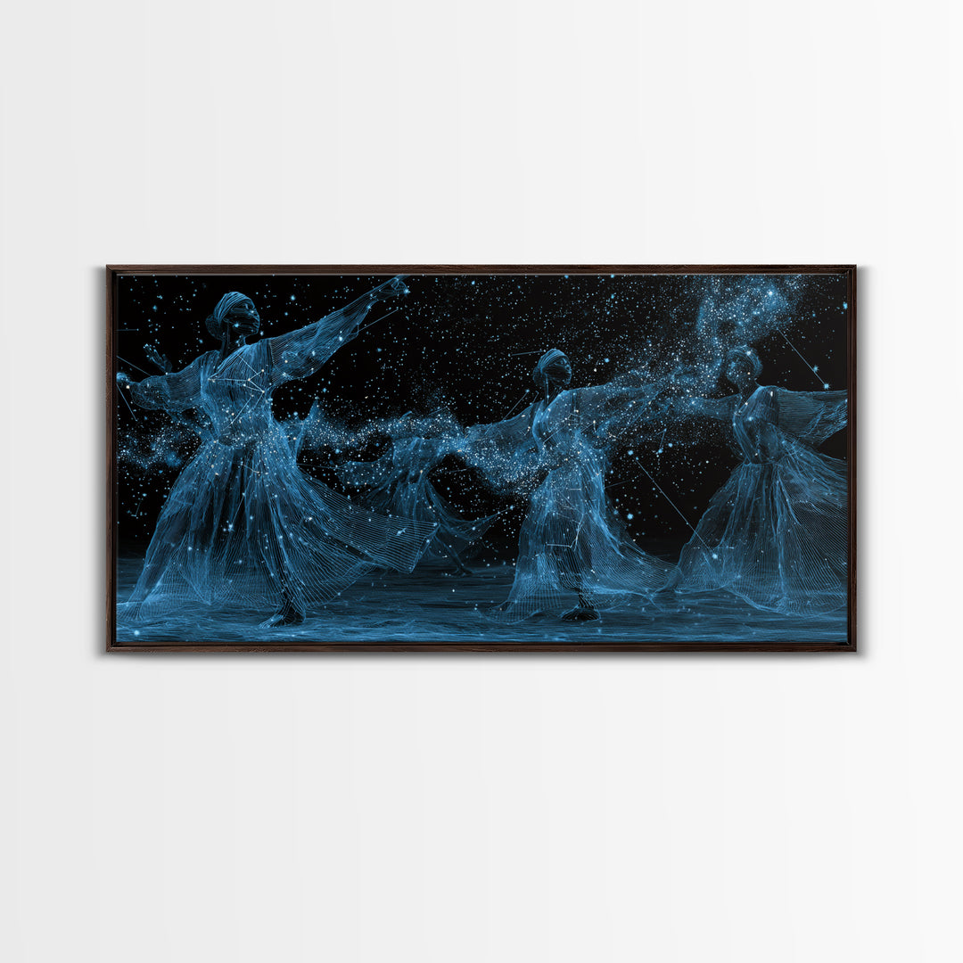 Blue Celestial African Women Dancers Wall Art, Afrocentric Canvas Print, Spiritual Black Girl Decor, Feminine Home Art Gift