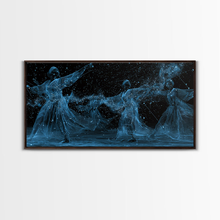 Blue Celestial African Women Dancers Wall Art, Afrocentric Canvas Print, Spiritual Black Girl Decor, Feminine Home Art Gift
