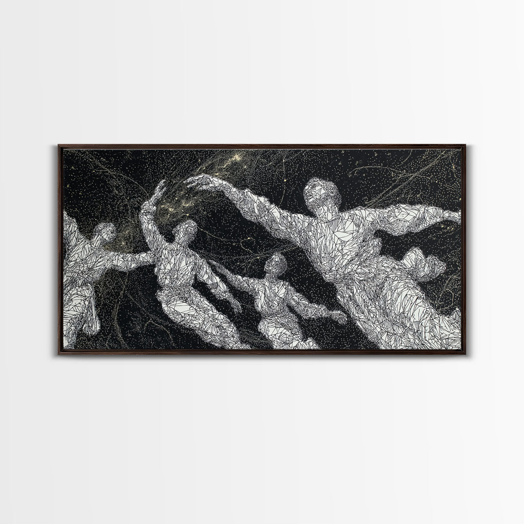 Black And White Dancing Figures Wall Art, African Contemporary Art Print, Expressive Movement Decor For Modern Studio Room