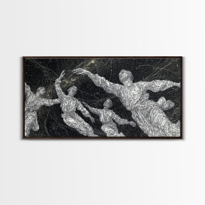Black And White Dancing Figures Wall Art, African Contemporary Art Print, Expressive Movement Decor For Modern Studio Room
