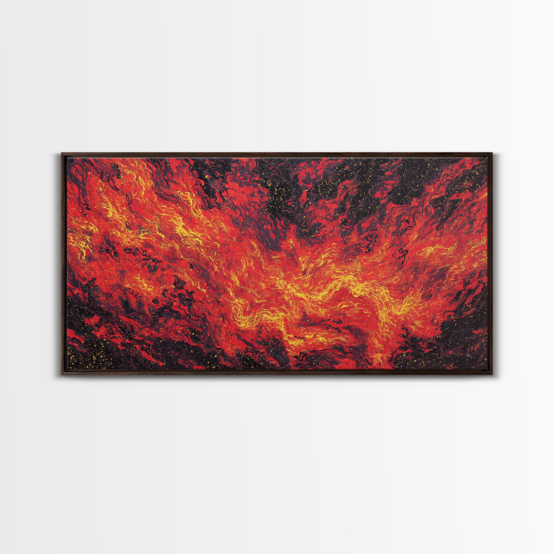 Fiery Red Lava Flow Canvas Print, Abstract Wall Art, Burnt Orange Art, Modern Home Decor, Bold Living Room Painting, Statement Piece