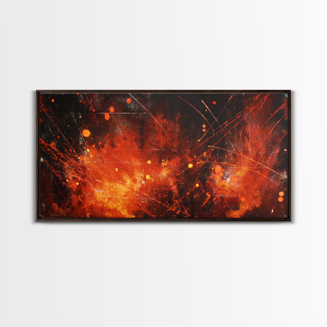 Red Orange Abstract Fire Canvas Print, Modern African Inspired Wall Decor, Bold Contemporary Art, Burnt Orange Living Room Decor