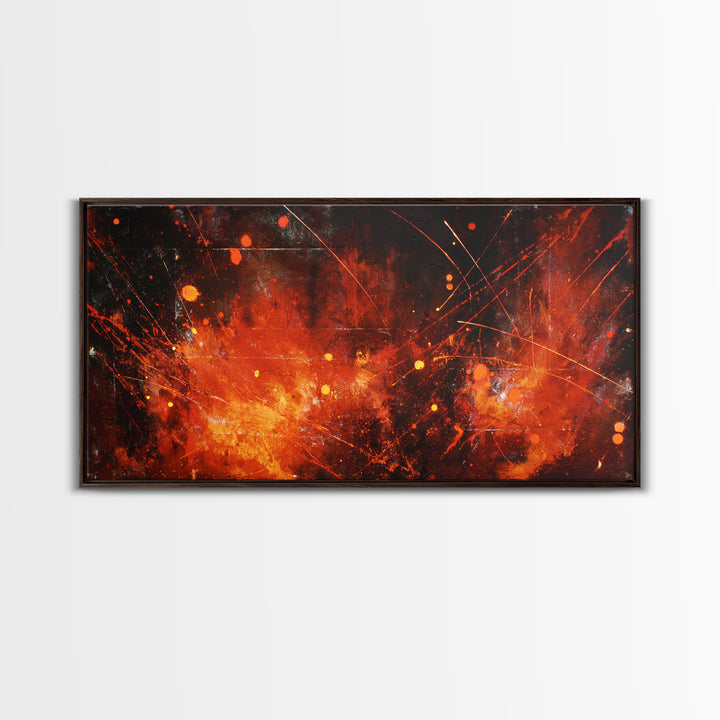 Red Orange Abstract Fire Canvas Print, Modern African Inspired Wall Decor, Bold Contemporary Art, Burnt Orange Living Room Decor