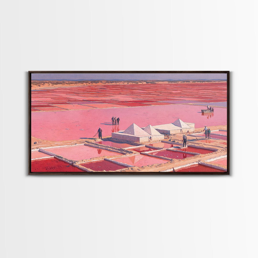 Pink Salt Pans And Desert Canvas Print, African Landscape Art, West Africa Travel Decor, Unique Coastal Wall Decor Home Gift