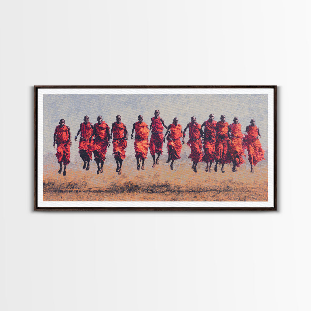 Maasai Warriors In Red Robes Wall Art, African Warrior Art, East African Culture, Tribal Art Print, Safari Decor Gift For Him