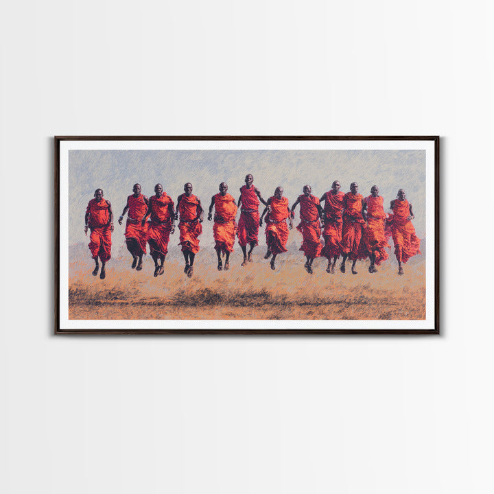 Maasai Warriors In Red Robes Wall Art, African Warrior Art, East African Culture, Tribal Art Print, Safari Decor Gift For Him