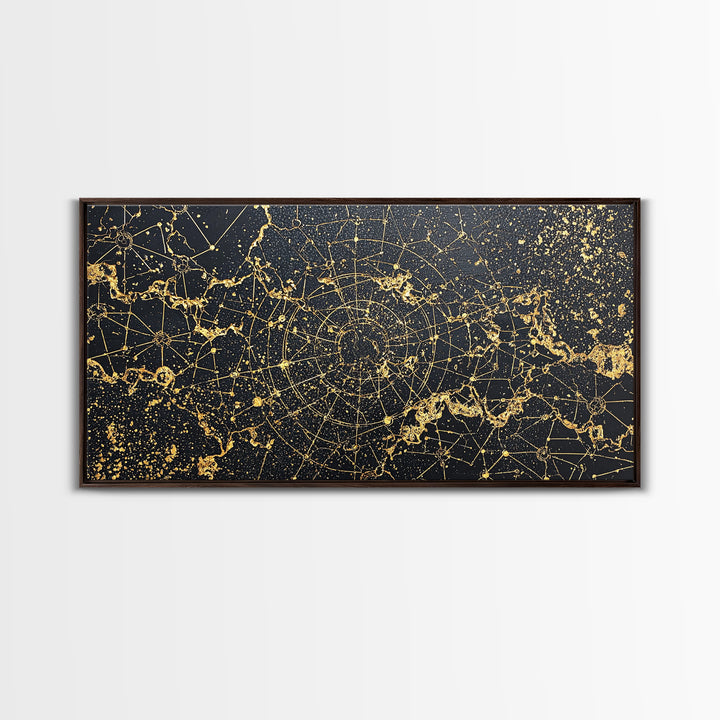 Gold Constellation Spiral Abstract Wall Art, African Abstract, Black And Gold Art, Modern Wall Decor, Luxury Canvas Print