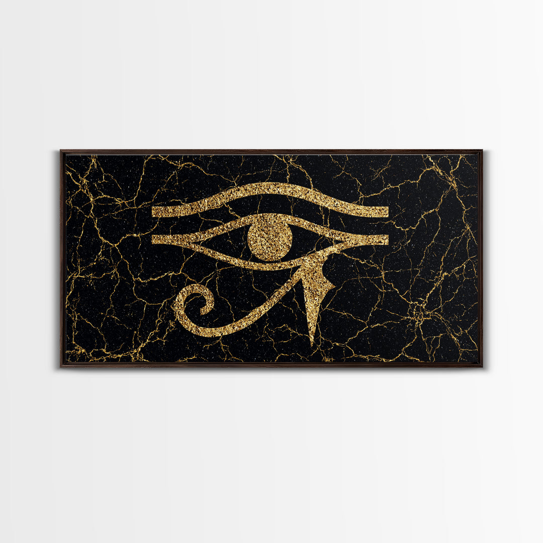 Gold Eye Of Horus Wall Art, African Egyptian Art, Ancient African Art, Black And Gold Design, Mystical Spiritual Decor Gift