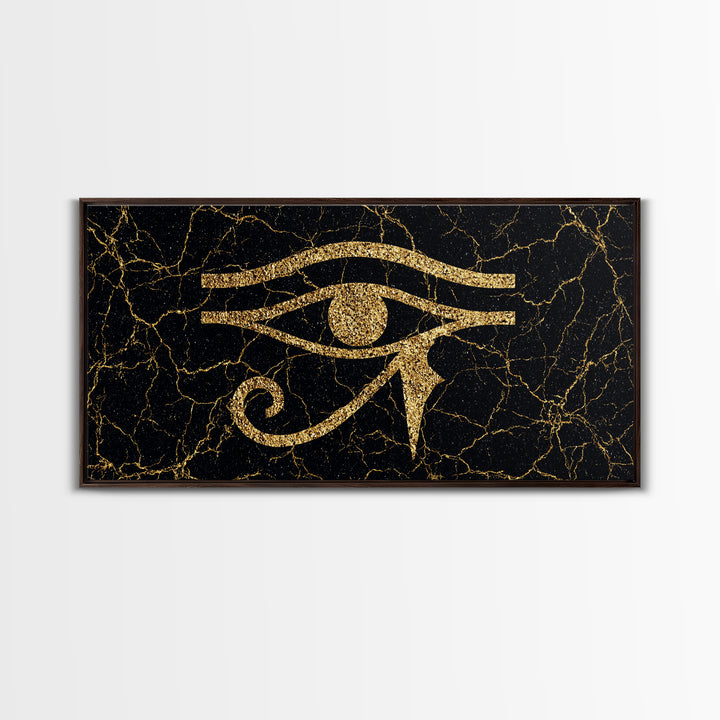 Gold Eye Of Horus Wall Art, African Egyptian Art, Ancient African Art, Black And Gold Design, Mystical Spiritual Decor Gift