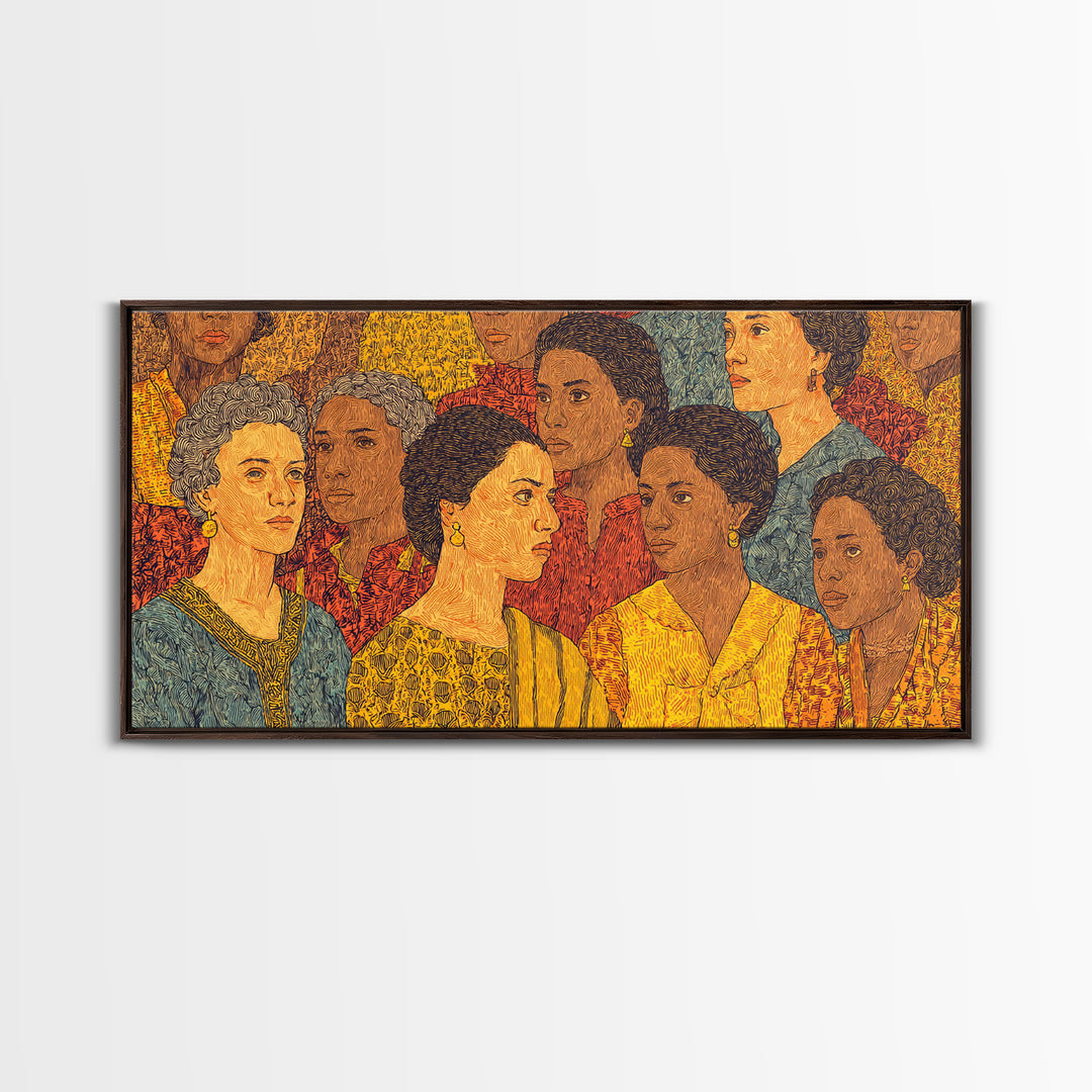 Vibrant African Women Portrait Canvas Print, Black Women Art, African American Art, Cultural Home Decor, Gift For Her Wall Art