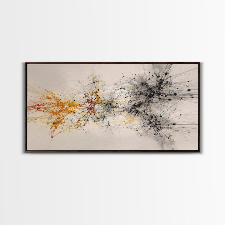 Orange Black Network Splatter Abstract Canvas Print, African Art Abstract, Modern Office Wall Decor, Contemporary Home Decor