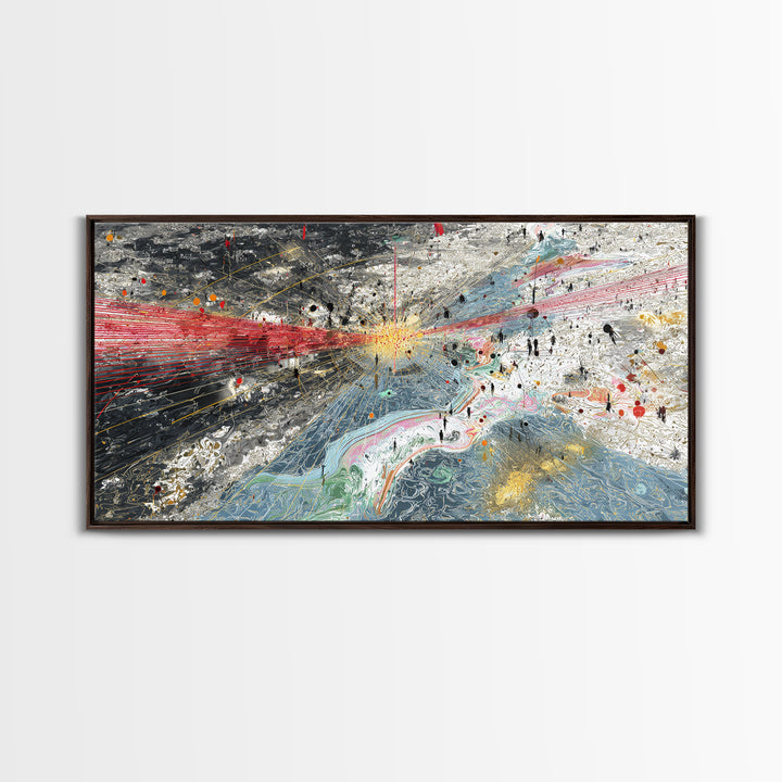 Red Blue Abstract Energy Flow Map Canvas Print, African Art Abstract, Modern Wall Decor, Bold Contemporary Office Decor Gift