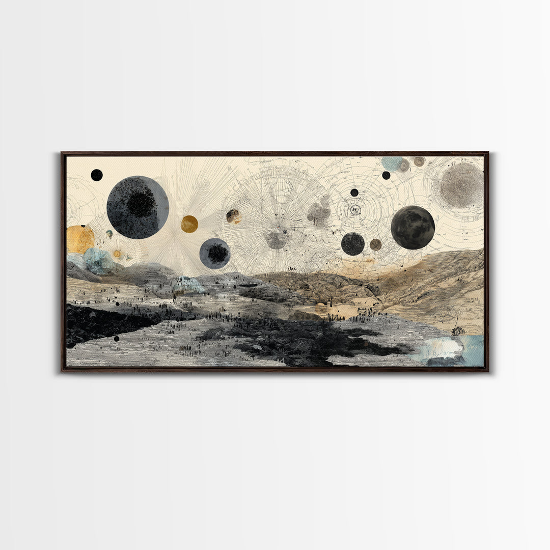Surreal Planetary Desert Map Landscape Canvas Print, Abstract Wall Art, Dreamy Wall Art, Modern Home Decor, Office Decor