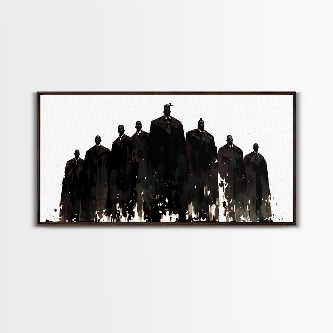 Powerful Black Men Silhouette Wall Art, African American Art, Abstract Portrait Canvas, Black History Gift For Office Decor