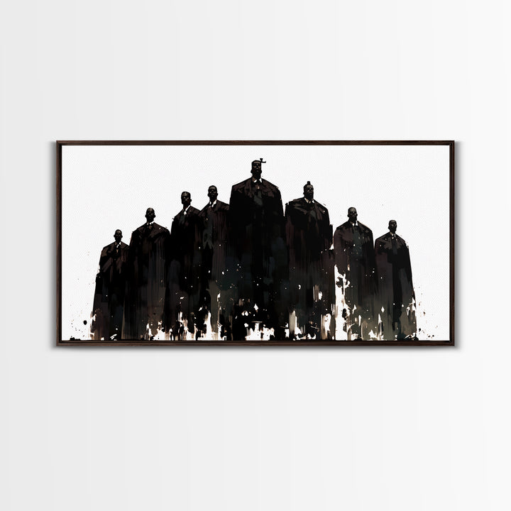 Powerful Black Men Silhouette Wall Art, African American Art, Abstract Portrait Canvas, Black History Gift For Office Decor
