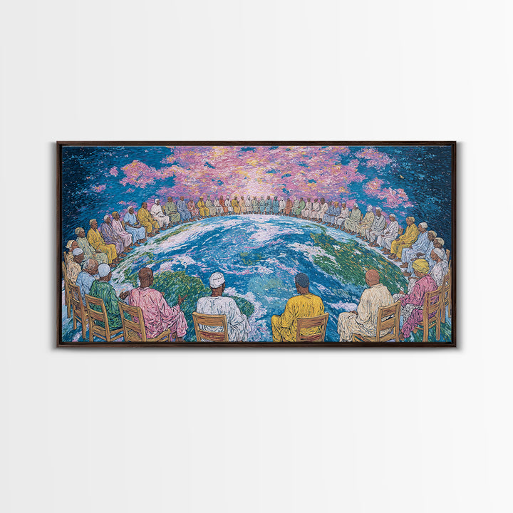 Global Elders Around Earth Wall Art, African American Art, Afrocentric Wall Art, Black History Art, Statement Home Decor