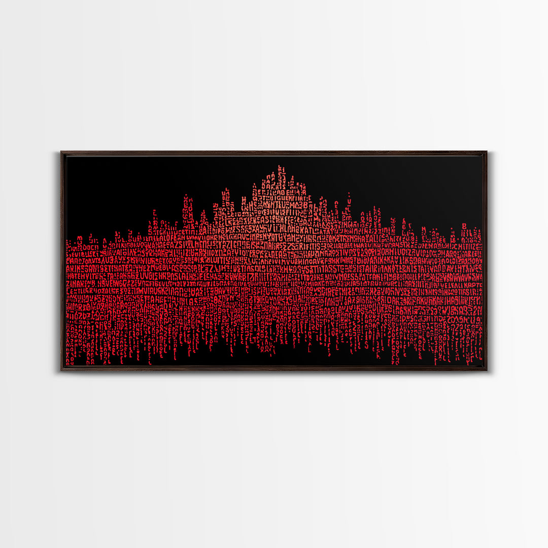 Red Typographic African Skyline Canvas Print, Bold Black Art, Afrocentric Wall Decor, Modern Cultural Home Decor Gift Idea