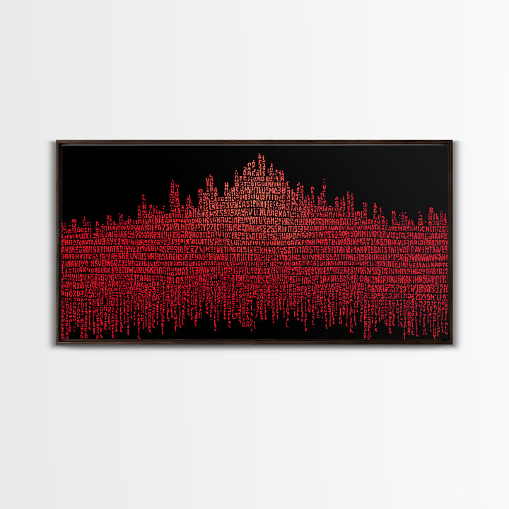 Red Typographic African Skyline Canvas Print, Bold Black Art, Afrocentric Wall Decor, Modern Cultural Home Decor Gift Idea