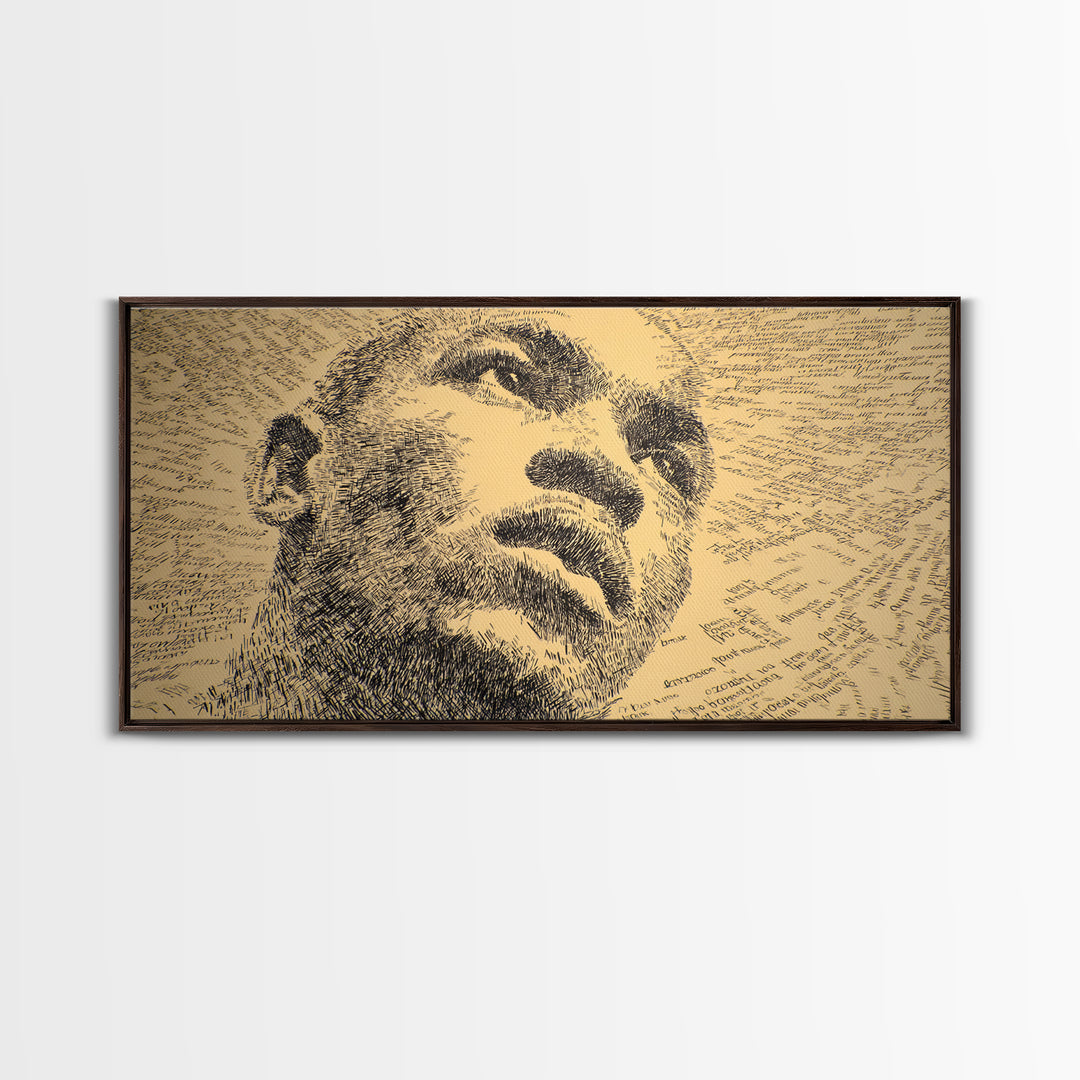 Sepia Text Portrait Of Black Man Canvas Print, African American Art, Afrocentric Wall Decor, Masculine Office Art Gift Idea