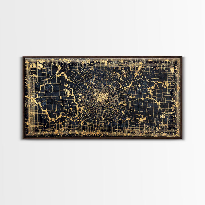 Black Gold Geometric Spiral Canvas Print, Abstract African Art, Luxury Wall Decor, Modern Afrocentric Statement Piece Gift