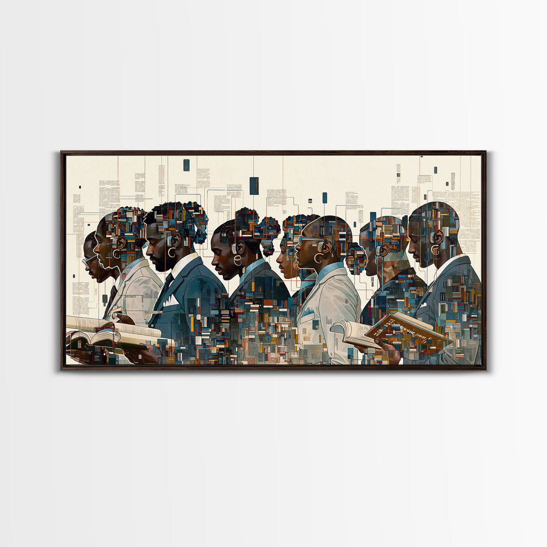 Black Scholars In Geometric Profile Wall Art, African American Art, Modern Black Culture Art, Office Decor, Afrocentric Prints