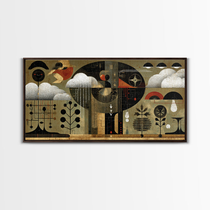 Abstract African Rain Birds Wall Art, Mid Century Tribal Patterns, Modern Afrocentric Decor Canvas Print Gift For Living Room