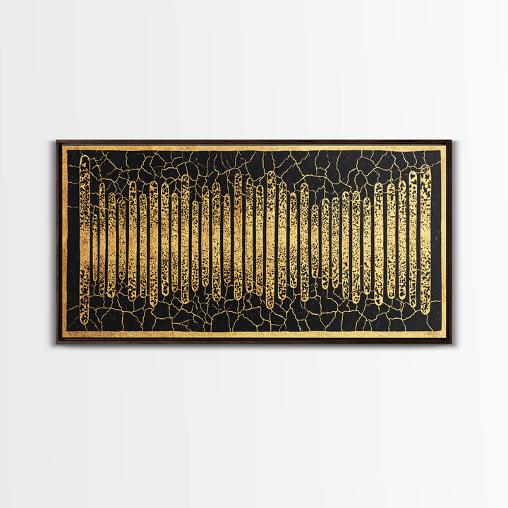Black Gold African Textile Lines Wall Art, Abstract African Art Print, Tribal Pattern Canvas, Modern Afrocentric Decor Gift