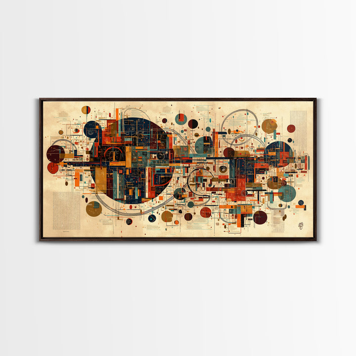 Modern Geometric City Map With Circles And Lines Wall Art African Abstract Art, Mid Century Office Decor, Statement Print