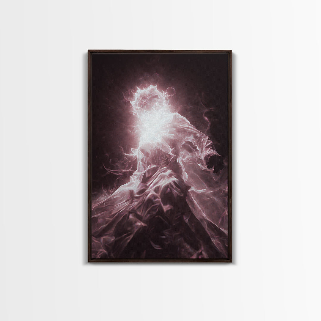Glowing Ethereal African Goddess Framed Canvas Print, Mystical Figure Wall Art, Spiritual Black Art Decor, Dreamy Home Gift