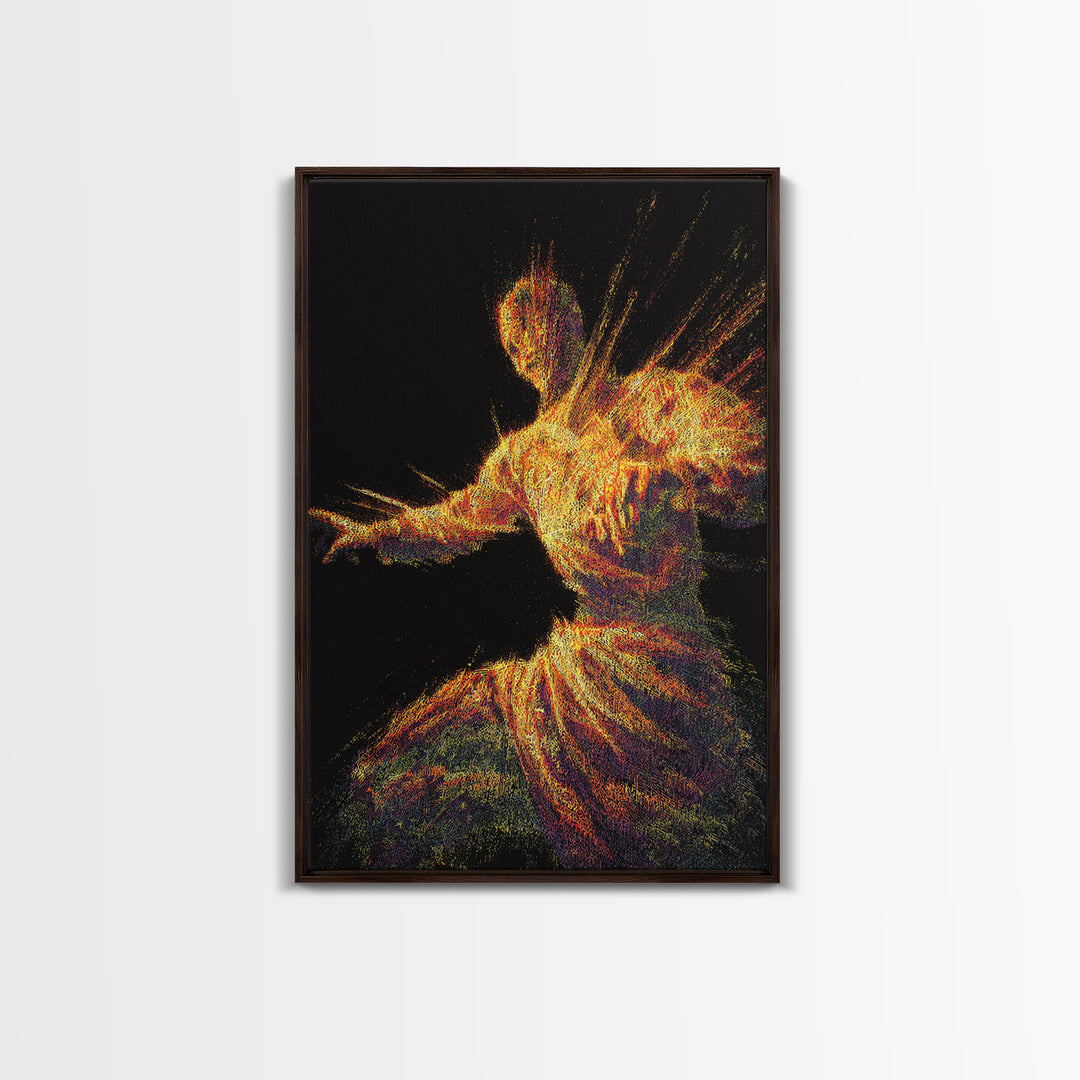 Fiery Abstract African Dancer Canvas Print, Afrocentric Wall Art, Black Culture Art, Spiritual Motion, Bold Home Decor Gift