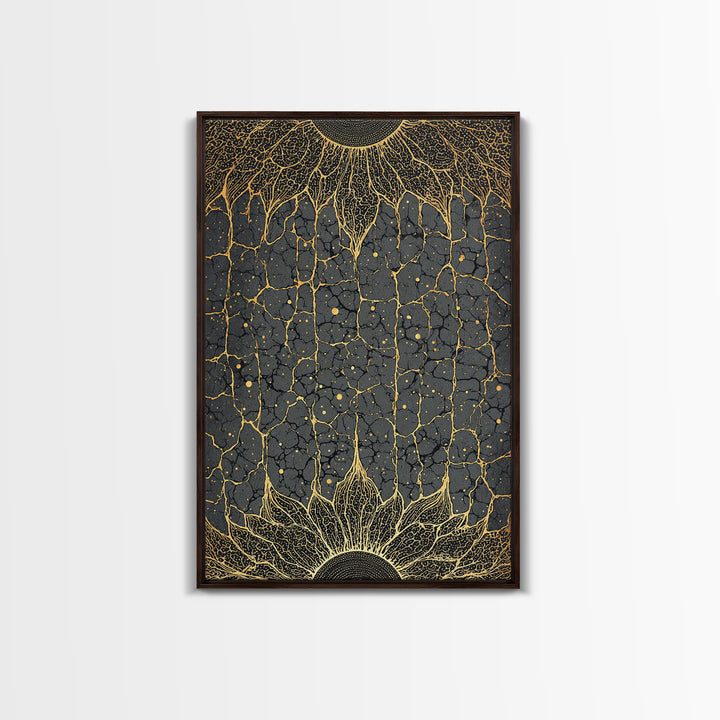 Gold Rooted Tree Of Life Wall Art, Black And Gold Abstract Art, Spiritual Wall Decor, Modern African Inspired Canvas Print