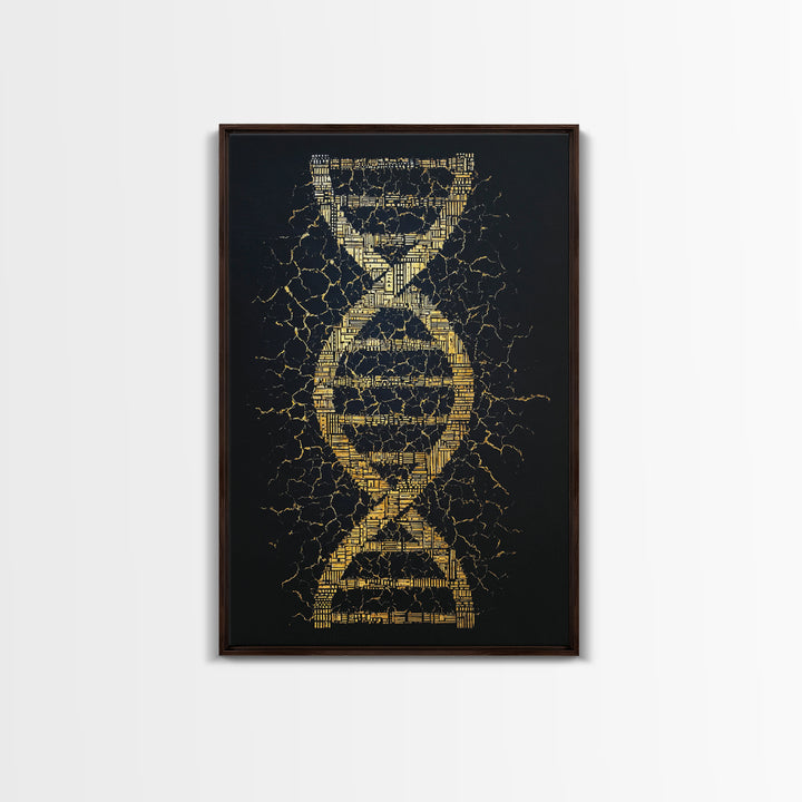Golden Double Helix Genealogy Abstract Wall Art, Afrocentric Art, Black And Gold Art, Modern African Art Decor, Statement Wall Decor