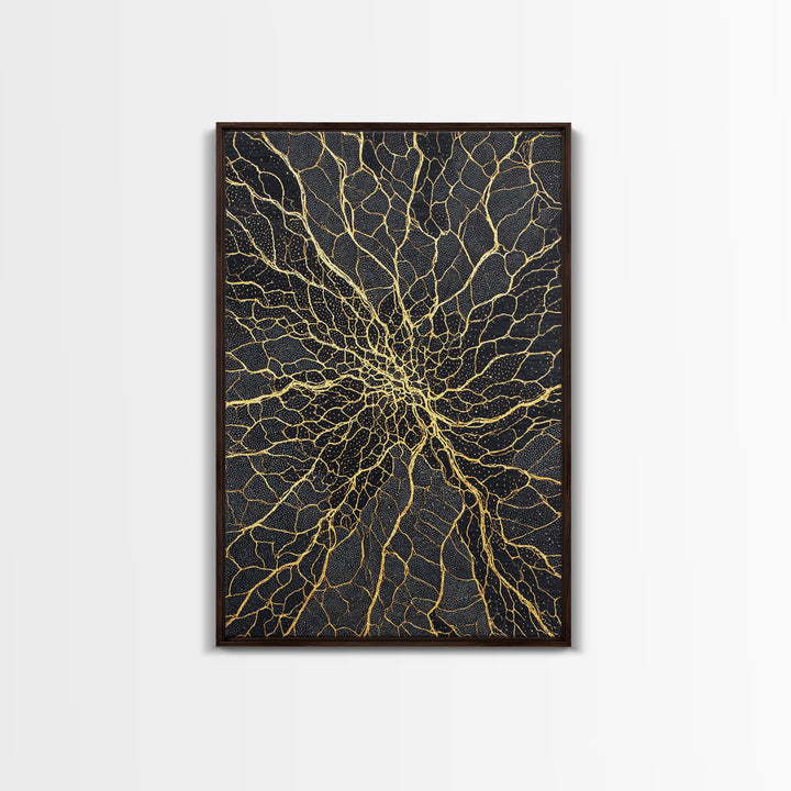 Black And Gold Cracked Spiral Abstract Wall Art, Luxury Canvas Decor, Geometric Pattern Print, Modern Home Decor Gift For Living Room