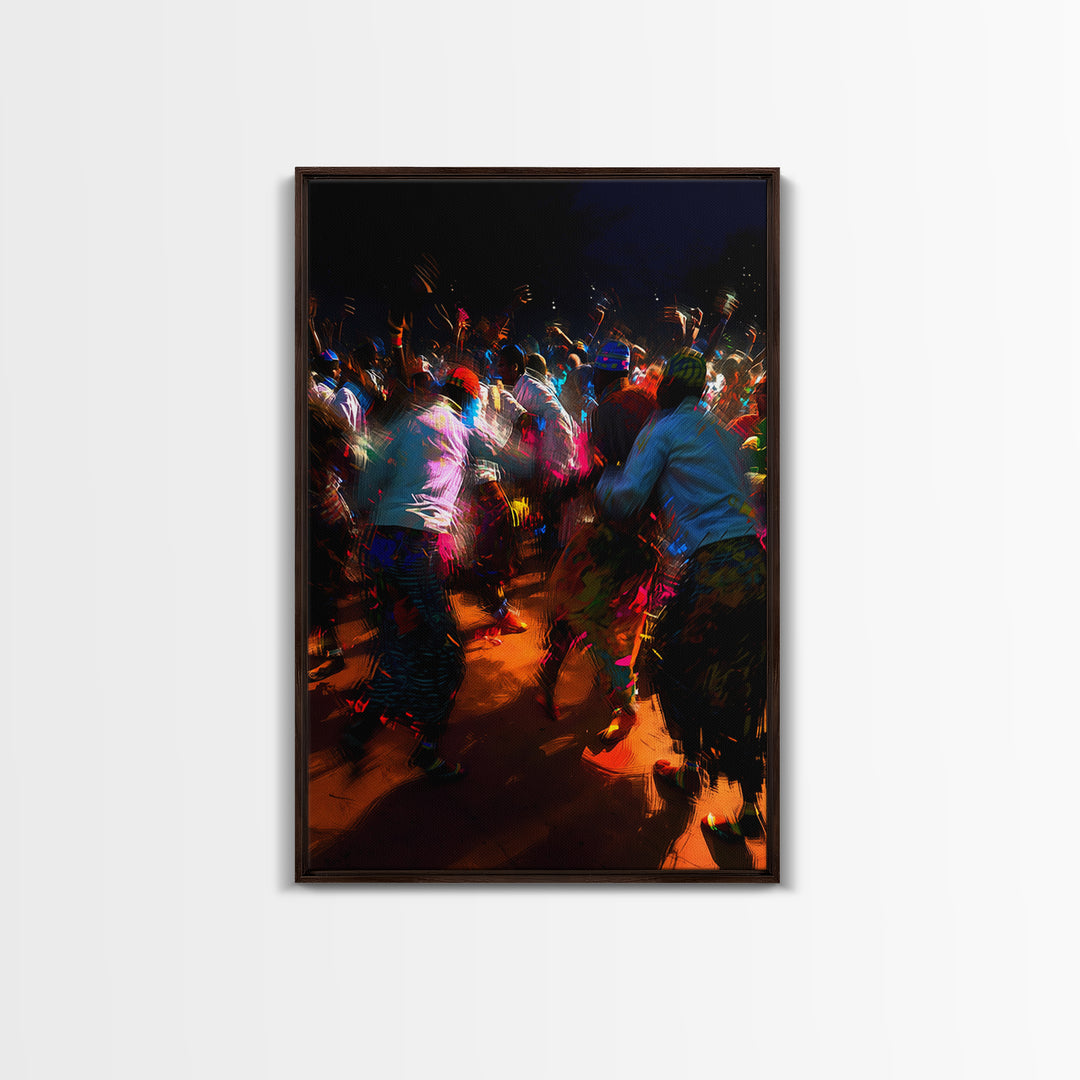 Vibrant Night African Festival Dancers Wall Art, Colorful Celebration Print, Cultural Decor, Afrocentric Statement Piece