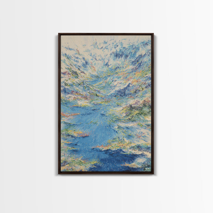 Dreamy Blue Coastal Seascape Canvas Print, Modern African Inspired Art, Ocean Landscape Wall Decor, Serene Gallery Artwork