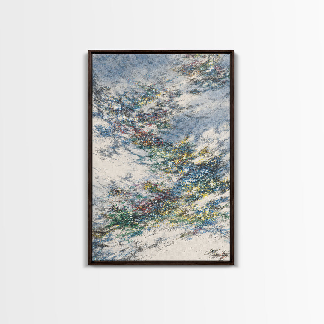 Wind Swept Blue Sky Abstract Wall Art, Dreamy Nature Scene Art, Modern Canvas Decor, Colorful Textured Landscape Fine Art Print